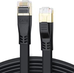 DDMALL CAT 8 Ethernet Cable, 82ft High Speed 40Gbps 2000MHz Heavy Duty Shielded S/FTP CAT8 Flat Gigabit Network Internet RJ45 LAN Patch Cord for Gaming, PS5, PS4, Xbox, Router, Modem (82ft Black)