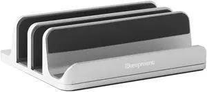 Ekeepment Designed for Mac Mini MacBook iPad Laptop Tablet Aluminium Vertical Clamshell Adjustable Stand Triple Slots (Grey)