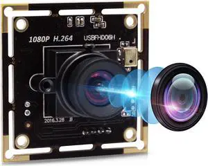IFWATER 1080P USB Camera Module with 100 Degree No Distortion Lens,2MP Tiny USB Camera with IMX323 Sensor Mini UVC Video Webcam with Microphone,Compatible with Windows,Linux Mac OS and Raspberry Pi