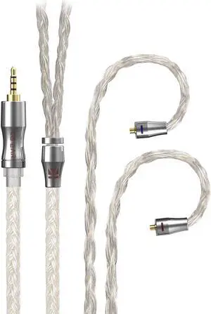 keephifi 24 Core MMCX Earphone Cable-KBEAR [Expansion] Upgrade Cable, 4N Copper Silver Plated Cable, IEM Detachable Cable with2.5mm Plug, Suit for DM7 T3 T2 FH5 FH9 FA9 I3 FH5S (MMCX2.5, Silver)