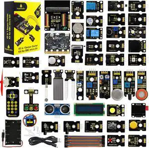 KEYESTUDIO 45 Sensors Starter Kit with Micro:bit V2.2 for Learning Microbit V2 Coding, Sensor Breakout Board, i2c LCD, OLED Display, Water Sensor, 5v Relay Accessories with Tutorials for Teens Adults