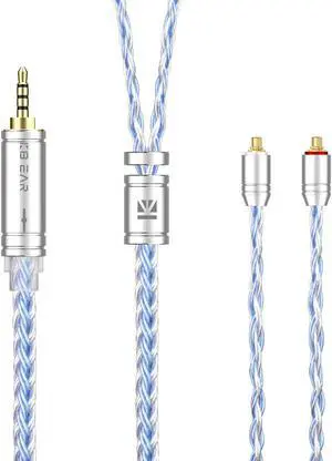 16 Cores 5N single Crystal Copper Cable,KBEAR ST16 Headphone Cable Silver-plated Upgrade Wire Silver MMCX Replacement Earphone Wire Cable for FILO FH3 FD3 FF5 (MMCX 2.5mm Audio Jack, Silver-Blue)