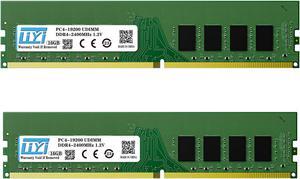 LIYI RAM 32GB Kit (2x16GB) RAM 288Pin CL17 1.2V DDR4 2400MHz (PC4-19800) DRAM UDIMM Desktop Memory PC RAM Computer Memory Upgrade-Green