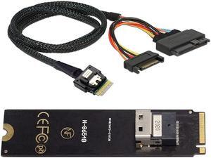 NFHK NGFF M-Key NVME to SFF-8654 Slimline SAS Card Adapter and U.2 U2 SFF-8639 NVME PCIe SSD Cable for Mainboard SSD
