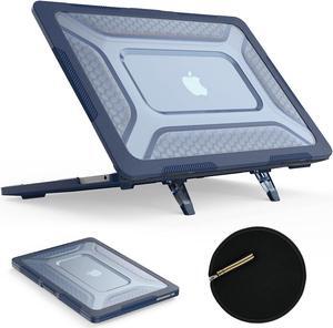 SEYMAC stock MacBook Air 13.6 inch Case (2024/2022)[A3113 M3/ A2681 M2], Shock-Absorbing Protection Case with Folding Stand &Mouse Pad/Bag for MacBook Air 13.6" (Blue)