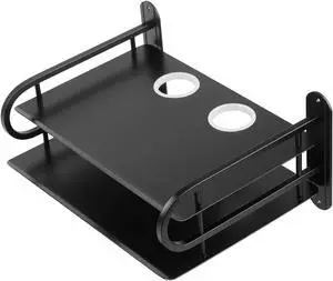 Z-Color Black Metal Double Wireless WiFi Router Storage Box/TV Set Box Shelf Wall Hanging Plug Board Bracket Cable Storage Organizer (Large)