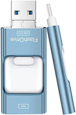 Thumb Drive for iPhone 512GB, 4 in 1 USB Type C Memory Stick, Photo Stick External Storage Flash Drive for iPhone iPad Android Computer, Sky Blue