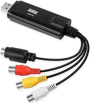 August VGB100 - External USB Video Capture Card - S Video/Composite to USB Transfer Cable - Grabber Lead for Windows 10/8 / 7 / Vista/XP