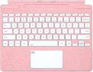 Rii Surface Pro Type Cover,Ultra-Slim Portable Bluetooth Wireless Keyboard with Touchpad,7 Color Backlit,Compatible with Microsoft Surface Pro 8/Pro 9/Pro X Only,Pink