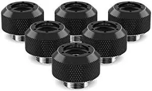 PrimoChill 1/2in. Rigid RevolverSX Series Fitting - 6 Pack - Satin Black