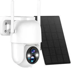 Allweviee Solar Security Cameras Wireless Outdoor, 2K 3MP Pan Tilt 355deg View IP65 Waterproof Rechargeable Battery Powered PTZ WiFi Camera with PIR, Color Night Vision,2-Way Talk,Cloud/SD