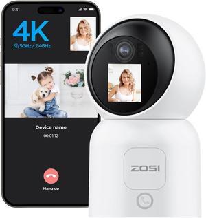 ZOSI 4K Pan/Tilt Smart Security Camera Indoor, Plug in 2.4/5GHz WiFi Camera, 2 Way Video, Motion Tracking, 8MP Baby/Pet Dog Monitor with Phone app, C519M8 360deg View Home Cam, Cloud & SD Card Storage