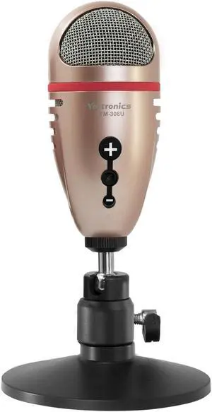 Y YO-TRONICS USB Condenser Podcasting Microphone PC Mic with Desktop Base for Live Streaming, Recording,Gaming, Pink
