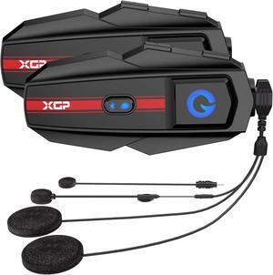 XGP Motorcycle Bluetooth Headset V5.2 with Music Sharing, 2-Way Motorcycle Helmet Bluetooth with IP67 Waterproof, Helmet Intercom Communication Systems with Hi-FI Speakers for Snowmobile/ATV, 2 Pack