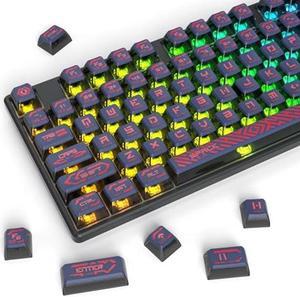 Owpkeenthy Pudding PBT Keycaps, Transparent Shine Through Keycaps with Punk Style,Characters are Opaque,120- Keys ASA Profile MX Switches Mechanical Gaming Keyboards(RED)