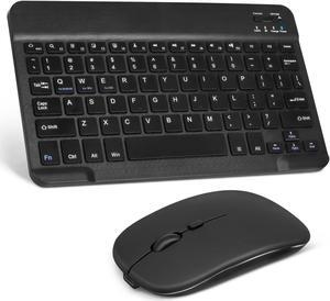 Rechargeable Bluetooth Keyboard and Mouse Combo Ultra Slim Full-Size Keyboard and Ergonomic Mouse for  Fire HD 10 Plus (2021) and All Bluetooth Enabled Mac/Tablet/iPad/PC/Laptop - Onyx Black