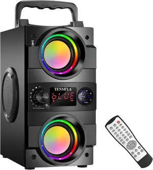 TENMIYA 40W(60W Peak) Portable Bluetooth Speakers with Subwoofer Wireless Stereo Rich Bass Boombox with LED Lights Outdoor Home Party Speakers Support FM Radio Remote Control AUX EQ