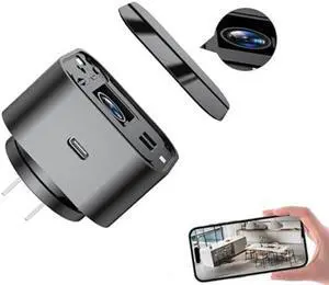 LIZVIE USB-C Cameras Charger 170deg Wide Angle Charger Camera with Free APP/Night Vision/Motion Detection/App Remote Control/Fast Charge/1080P.