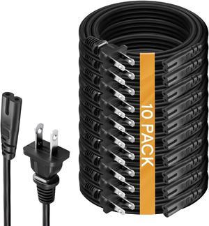 10 Pack 15ft AC Power Cord for TV Compatible with LG Samsung Sony Insignia TCL Roku Toshiba Hisense HDTV PS4 PS5 PS3 Replacement 2 Prong Power Cable Extended Length 15Feet 15Feet 10Pack