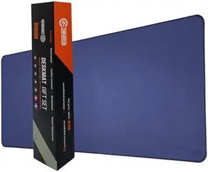 ICONIC Pro PC Gear PU Leather Desk Mat | Premium Mouse Pad with Bonus Travel Pad, Coaster & Bookmark | Stylish, Durable, Waterproof Mouse Pad for Office & Home (Navy Blue XXL, 40"x16)