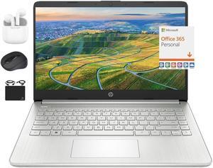 HP Newest 14" HD Ultral Light Thin Laptop, Quad-Core Intel Celeron Processor, 16GB RAM, 628GB (128GB eMMC+ 500GB Ext), Wi-Fi, Upto 11 Hours, Windows 11 S + 1 Year Office 365+HubxcelAccessory, Silver