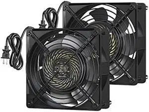 DEWENWILS 2 Pack 120V AC Fan, Waterproof Exhaust Fan 120mm, Digital Temperature Controller