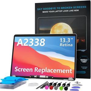 LHM A2338 Screen Replacement for MacBook Pro 13.3" M1 M2 Retina EMC 3578 EMC 8162 MYD83 MYD92 MYDA2 MYDC2 MNEQ3 MNEP3 2560x1600 Full LCD Display Assembly with Fix Kit (A2338-Silver)
