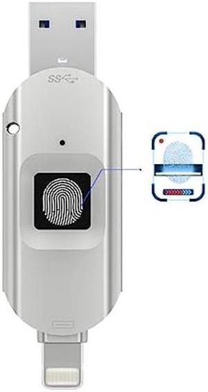 for iPhone USB3.0 Encrypted Drive Drive External Storage Fingerprint Encryption USB Flash Drive for iPhone/iPad/iPadmini/Mac/PC USB3.0 Flash Drive 128GB