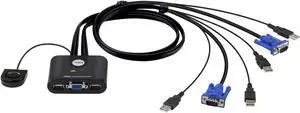 ATEN CS22U 2-Port USB VGA Cable KVM Switch with Remote Port Selector
