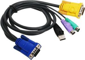 ATEN 2L-5302UP 1.8m USB-PS/2 KVM Combo Cable 6 pin Mini-DIN Male USB Type-A Male