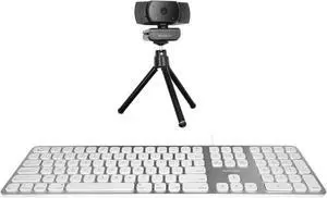 Macally Mac Keyboard and a 1080P Webcam with Tripod & Built-in Microphone, Upgrade Your Keyboard