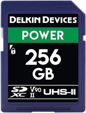 Delkin Devices Power 256GB SD Memory Card - UHS-II (U3/V90) 300MB/s Read 250MB/s Write | SDXC Memory Card for 8K, 4K, HDR, 360o Video | High Performance SD Card 256GB for Cameras