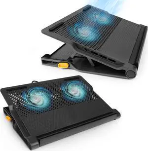 Targus 17" inch Dual Fan Lap Chill Mat Plus - Ergonomic, Neoprene Laptop Cooling Pad, Heat Protection Laptop Cooler, Dual-fan Heat Dispersion, 4 Port USB Hub Laptop Fan, (AWE81US) Black