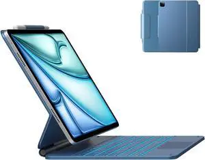 typecase Edge Keyboard Case for iPad Air 13-inch (M2) and iPad Pro 12.9(6th/5th//4th/3rd Gen,Magic Keyboard with 11-Colors Backlight,Multi-Touch Trackpad,Function Row,Pencil Holder,Ocean Blue