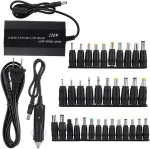 120W Universal Power Supply Adapter, AC-DC 12V-24V Adjustable Power Transformer with 34 DC Adapter Tips & Car Charging Adapter for Laptop/LED Strip(US)