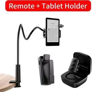 Tablet Holder with Remote Page Turner for Kindle & TikTok, ADZERD iPad Stand Mount with Remote Ring - Black