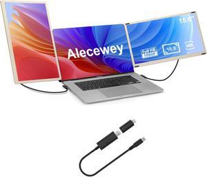 Alecewey Laptop Screen Extender with H5 Video Conversion Cable, 15.6 inch Detached Portable Laptop Monitor Extender for 12-17'' Laptop with Windows Mac Android