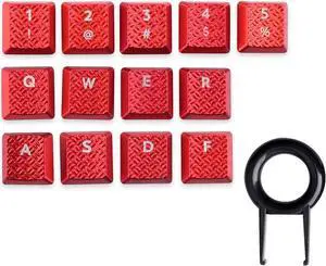 AMair Texture Tactility Backlit Keycaps Replacement for GL Tactile Switch Logitech G813/G815/G913/G915 TKL RGB Mechanical Gaming Keyboard (Texture red 13 Keys)