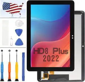 for  Kindle Fire Tablet HD 8 HD8 12th Gen 2022 Screen Replacement for  Fire HD 8 HD8 Plus 2022 T805S R2SP8T LCD Display Touch Screen Digitizer Assembly Repair Kit with Tools(Black)