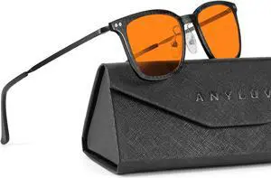ANYLUV Blue Light Glasses Men, Stylish Square Carbon Fiber Eyewear, Anti Eyestrain, Lightweight Mens Computer Gaming Glasses