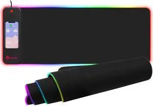 AURTEC RGB Gaming Mouse Pad with 15W Fast Wireless Charging, Extra Large Waterproof and Non-Slip Rubber Base Mouse and Keyboard Mat with 10 Lighting Modes, for Gaming, Working, PC, Mac.