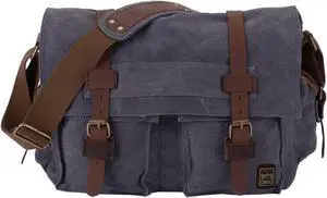 Berchirly Men Canvas Messenger Travel Bag Women Shoulder Crossbody Pack Bookbag Business Bags For 17.3Inch Laptop