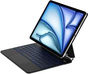 Bettdow Magnetic Keyboard Case for iPad Air 13 inch M2 2024,iPad Pro 12.9 inch 6th/5th/4th/3rd Gen 2018-2022,Click-Anywhere Trackpad with LCD Display & 7 Color Backlit Bluetooth Keyboard-Black