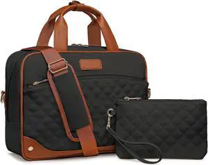 Boetru Leather Laptop Briefcase for Women 15.6 Inch Laptop Computer Bag Waterproof Large Shoulder Messenger Bag with Strap Business Office Work Bag with Clutch Purse