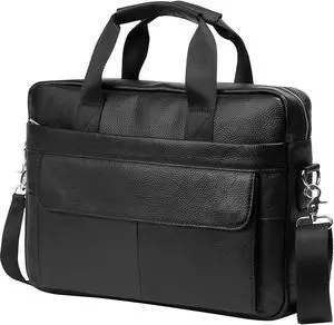 BTDAO Leather Briefcase Laptop Bag Messenger Shoulder Work Bag Crossbody Handbag for Business Travelling Christmas for Men (CFC-black)
