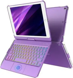 CC Store Touchpad Keyboard Case for iPad 9th Generation 10.2",for iPad 9th/8th/7th Gen Case with Keyboard, Multi-Touch &Backlit Keys, 360deg Rotatable &Pencil Holder,for iPad 9th Gen Keyboard (Purple)