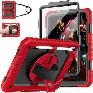 Cantis Case for iPad 10th Generation 10.9 inch 2022 with Screen Protector, iPad Cover 10th Generation with 360 Degree Rotating Stand/Shoulder Strap/Pencil Holder, Red