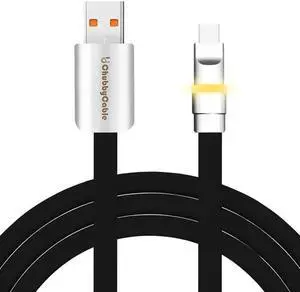chubbycable Neon Chubby - Fast Charge Cable with Smart Light RGB Color Gradual Light Up LED USB Charging Cable, Black, USB-A to Type-C, 9.8 FT