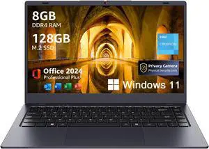 Coolby Laptop Computer, 14.1 inch Windows 11 Laptop with HD Display, 8GB RAM/128GB SSD, Intel N5095 Quad Core Notebook PC, Support 2.4G/5G WiFi, BT