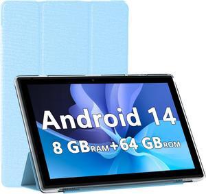 Android 14 Tablet, 10 inch Tablets with Case, 8GB RAM+64GB ROM/ 1TB Expandable Tablet, 1.8Ghz Quad-core Processor, 1280*800 IPS Touch Screen, 8MP Camera, 6000mAH Battery, 2.4G/5G Wifi 6 BT 5.0 Tablet